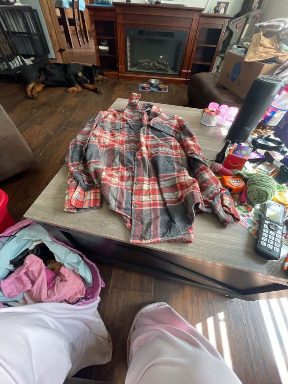 Old Navy The Boyfriend Shirt Women's Plaid Flannel Button Up Shirt Red Gray